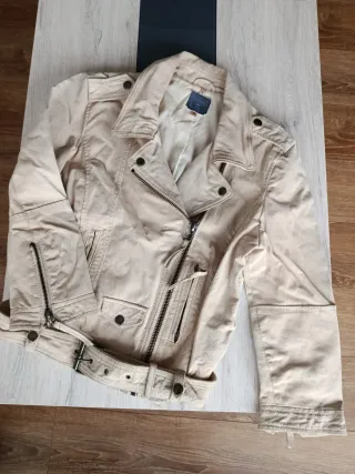 Cazadora Biker Mujer Beige Talla L