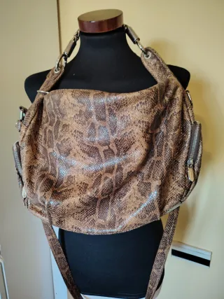 Bolso Piel Furla Serpiente Marrón Dorado