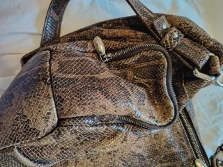 Bolso Piel Furla Serpiente Marrón Dorado