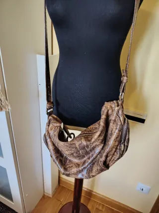 Bolso Piel Furla Serpiente Marrón Dorado