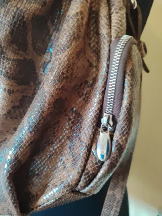 Bolso Piel Furla Serpiente Marrón Dorado