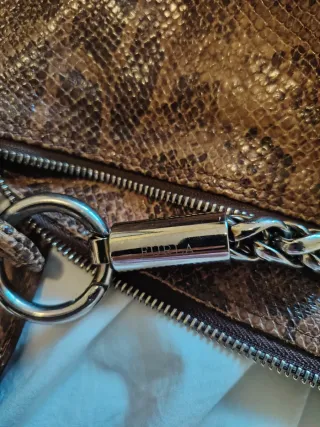 Bolso Piel Furla Serpiente Marrón Dorado