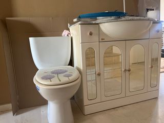 Mueble baño lavabo, grifo y váter