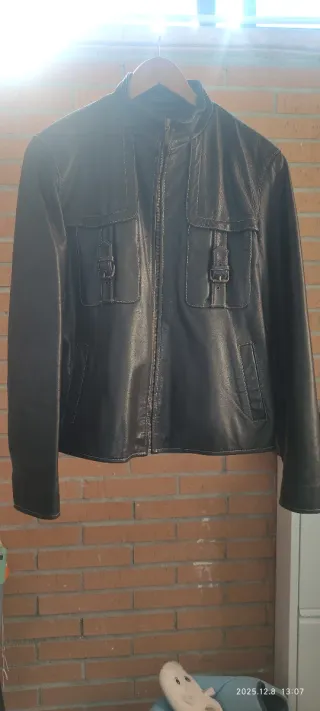 Cazadora cuero marrón chocolate