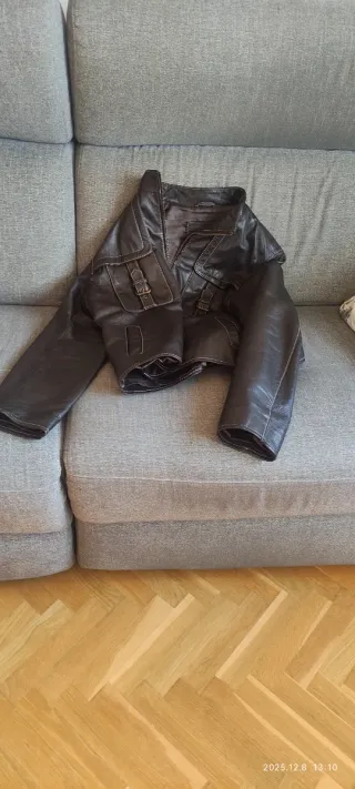 Cazadora cuero marrón chocolate