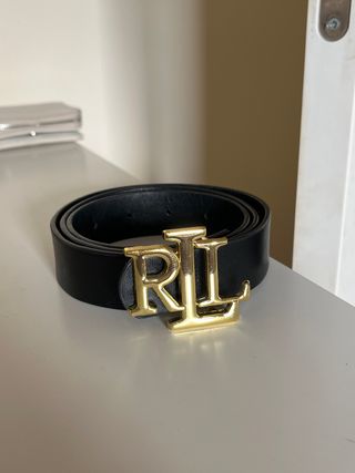 Cinturón Ralph Lauren Negro Hebilla Dorada RL