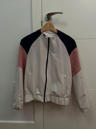Chaqueta bomber tricolor (Rosa, azul, blanco )