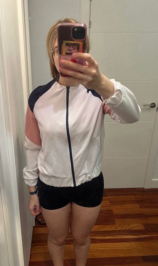 Chaqueta bomber tricolor (Rosa, azul, blanco )