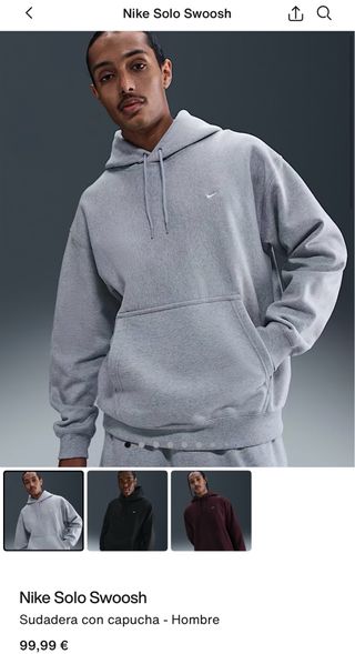 Sudadera Nike Solo Swoosh Gris