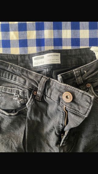 Pantalones Bershka Super Skinny Negros Talla M