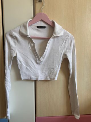 Top escote Zara blanco