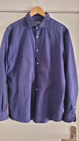 Camisa Sfera Men Azul Lunares XL