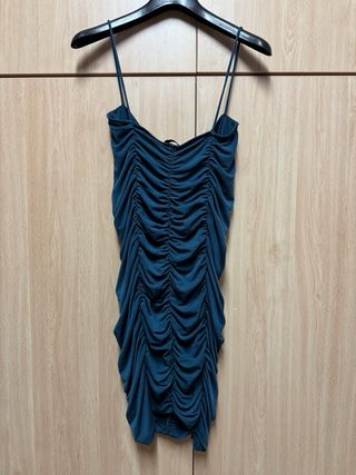Vestido ajustado fruncido verde azulado