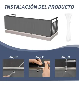 Pantalla privacidad 10 metros balcón/terraza gris