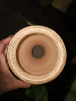 Jarrón Cerámica Beige y Dorado Estilo Egipcio