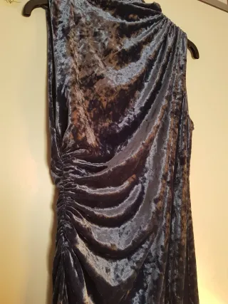 Vestido terciopelo azul Zara