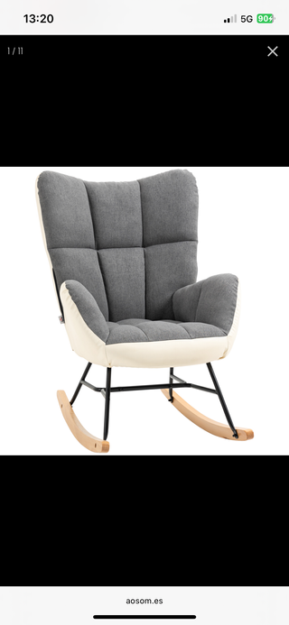 Poltrona dondolo in tessuto e legno