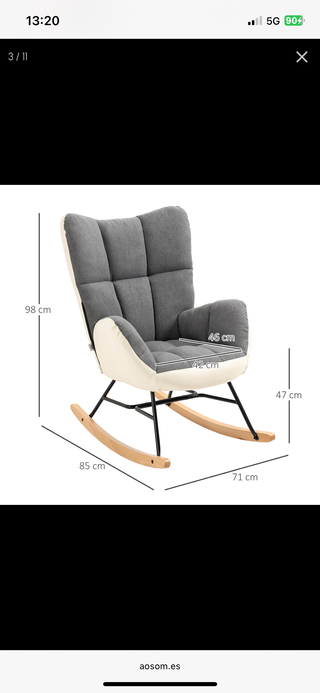 Poltrona dondolo in tessuto e legno