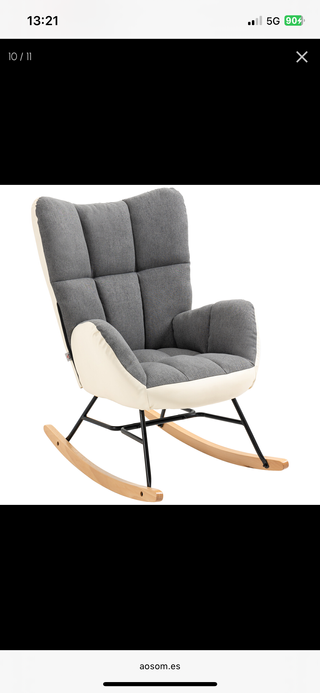 Poltrona dondolo in tessuto e legno