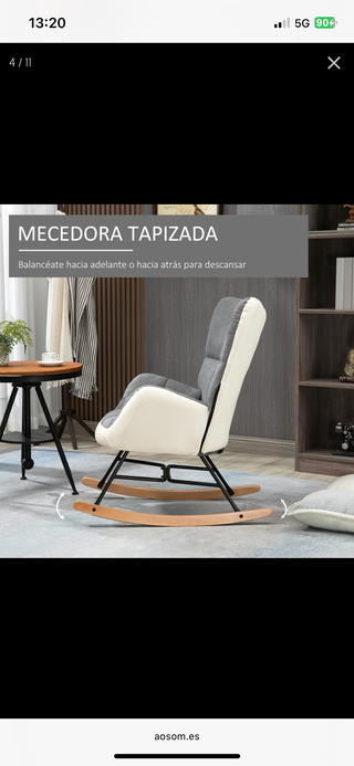 Poltrona dondolo in tessuto e legno