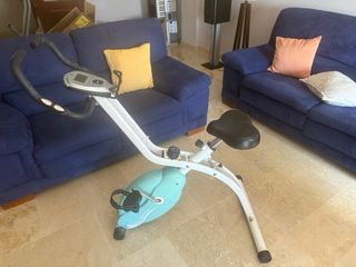 Bicicleta Estática Runfit Azul y Blanca