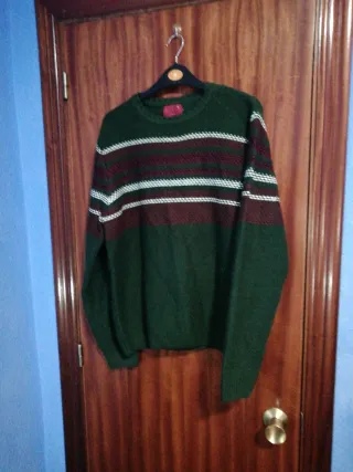 Jersey de punto verde rayas L