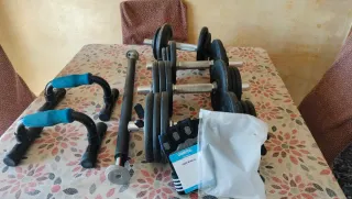 Pack Pesas + Barra Dominadas + Asas Flexiones