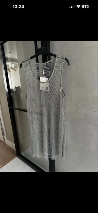 Vestido malla plateado talla única