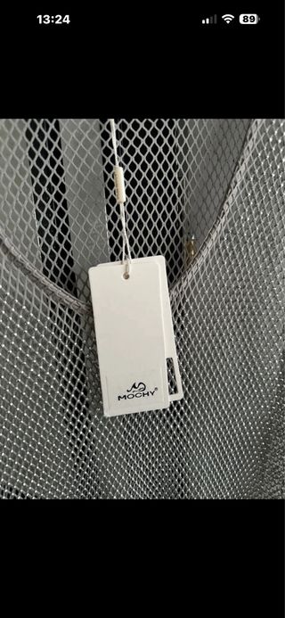 Vestido malla plateado talla única