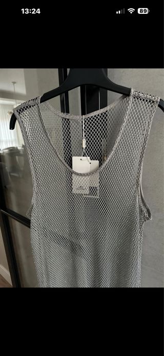 Vestido malla plateado talla única