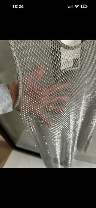 Vestido malla plateado talla única