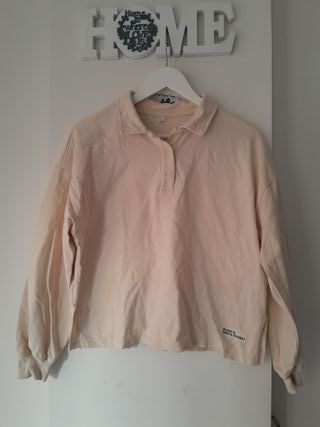 Blusa/Sudadera tipo polo beige manga larga