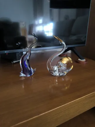 2 Figure in Cristallo Murano Pinguino e Chiocciola