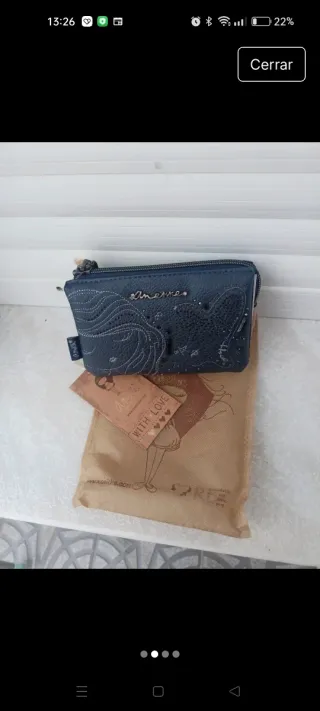 Monedero Anekke azul y beige