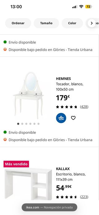 Tocador Ikea Hemnes Blanco y Cristal