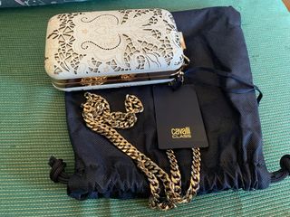 Bolso Clutch Roberto Cavalli Blanco y Dorado