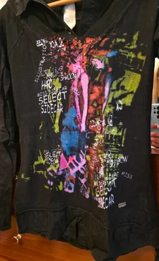 Camiseta mujer negra multicolor