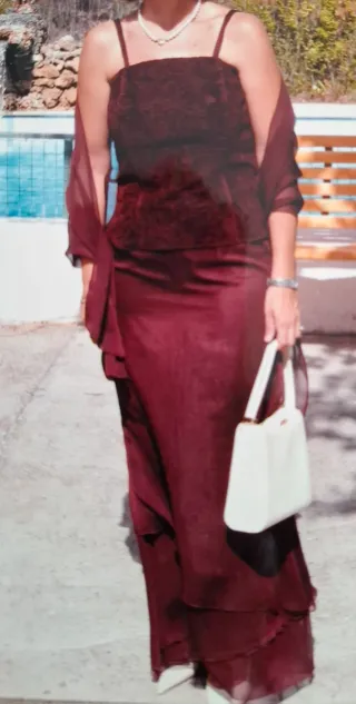 Vestido largo boda morado/berenjena