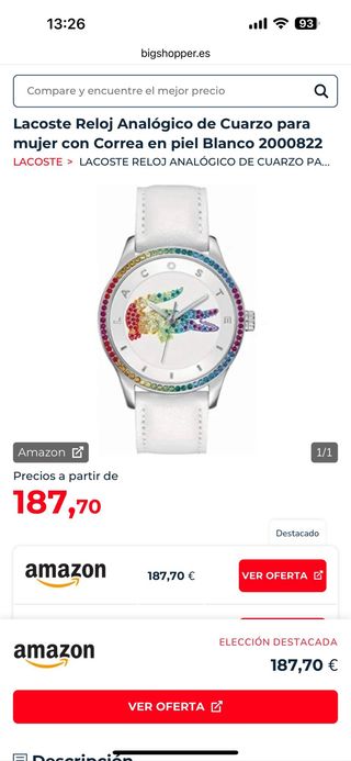 Reloj Lacoste Mujer Analógico Multicolor original