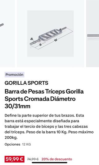 Barra de Pesas Tríceps.