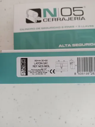 Cilindro Seguridad N05 6 Pines + 5 Llaves