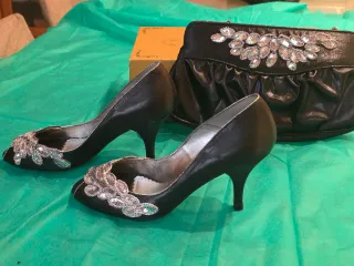Zapatos Marian fiesta/ceremonia negros y plateados