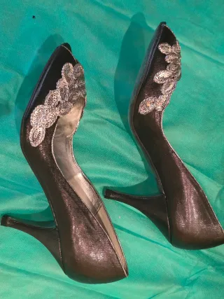 Zapatos Marian fiesta/ceremonia negros y plateados