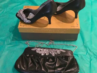 Zapatos Marian fiesta/ceremonia negros y plateados