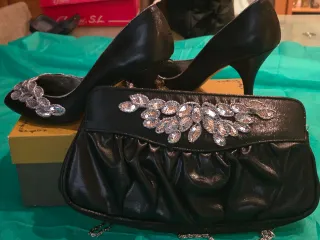 Zapatos Marian fiesta/ceremonia negros y plateados