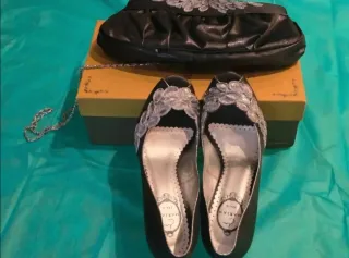 Zapatos Marian fiesta/ceremonia negros y plateados