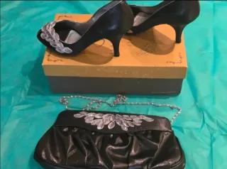 Zapatos Marian fiesta/ceremonia negros y plateados