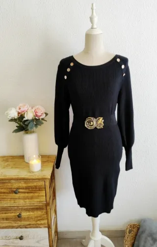 Vestido de punto negro L