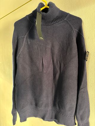 Jersey Stone Island cuello alto azul