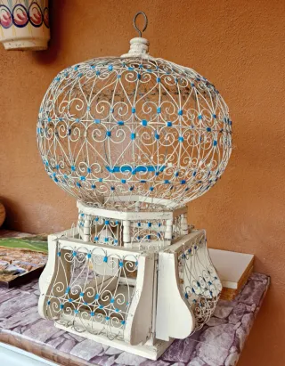 Jaula Adorno Hierro y Madera para Restaurar